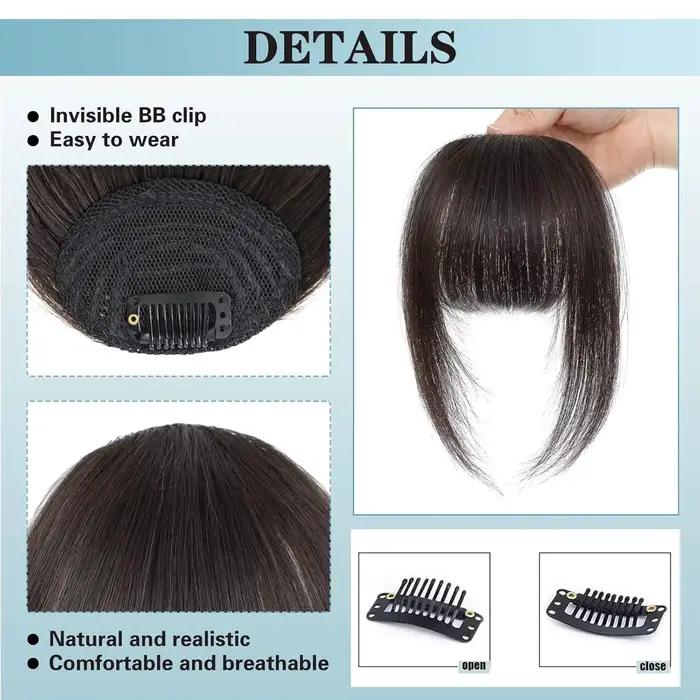 Franges françaises à clipser, extensions de cheveux 100% naturels, franges vaporeuses pour femmes, f