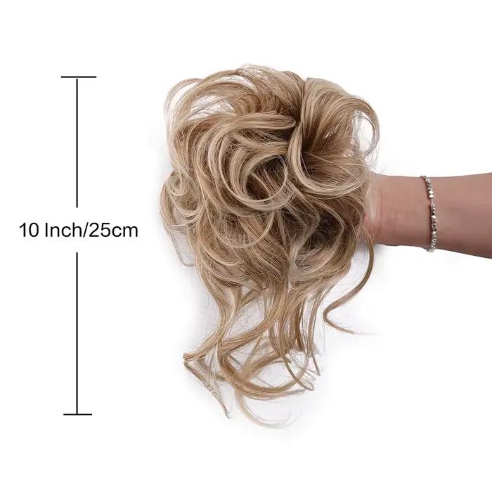 Chignon synthétique en désordre, Extensions capillaires Updo ébouriffées avec pince à griffes, chouc