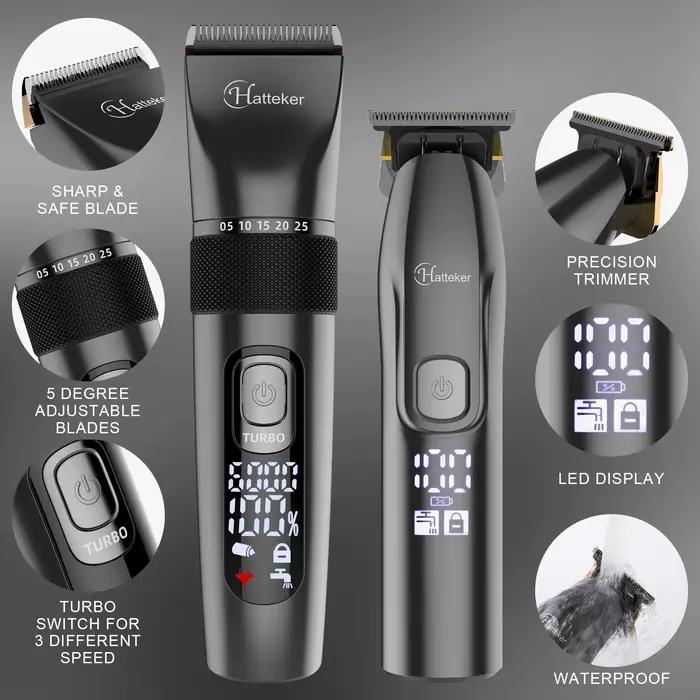 Hatteker-Tondeuse à cheveux pour hommes, ensemble de 2 machines, rasoir électrique aste pour hommes,