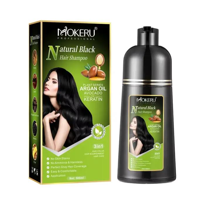 Mokeru Shampoing de coloration de cheveux à la kératine sans ammoniaque Shampooing de teinture de ch