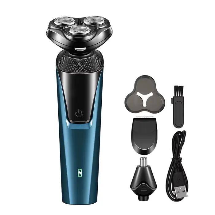 Rasoir rotatif électrique pour hommes, rechargeable, lavable, rasoir à barbe 3-en-1, tondeuse à chev