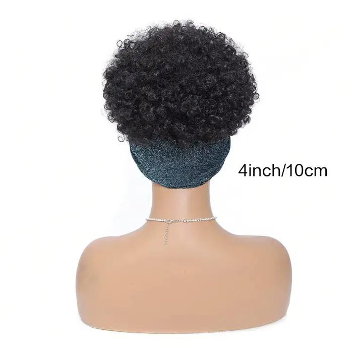 Perruques bandeau noires pour femmes, perruque afro bouclée synthétique courte avec bandeau intégré,