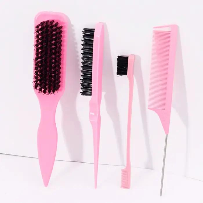 Ensemble de 4 peignes à queue pointue, antistatiques, poils en nylon, utilisés pour lisser les cheve