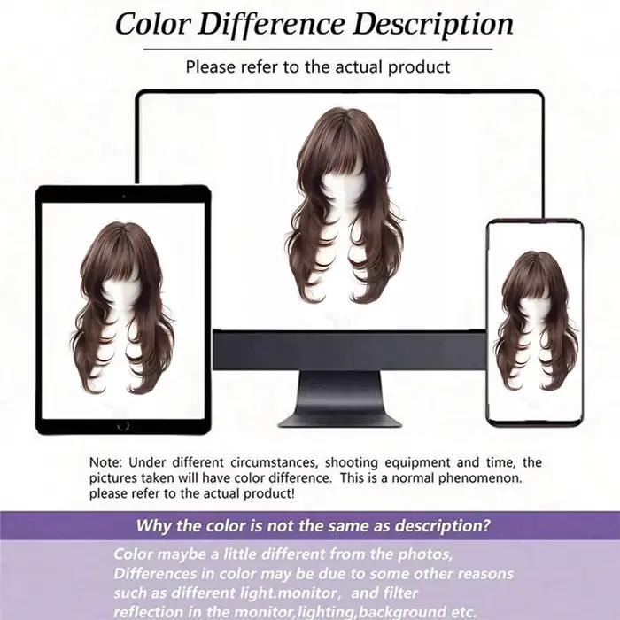 Perruque synthétique Style Lolita avec frange, cheveux longs bouclés, Fibers haute température, pour