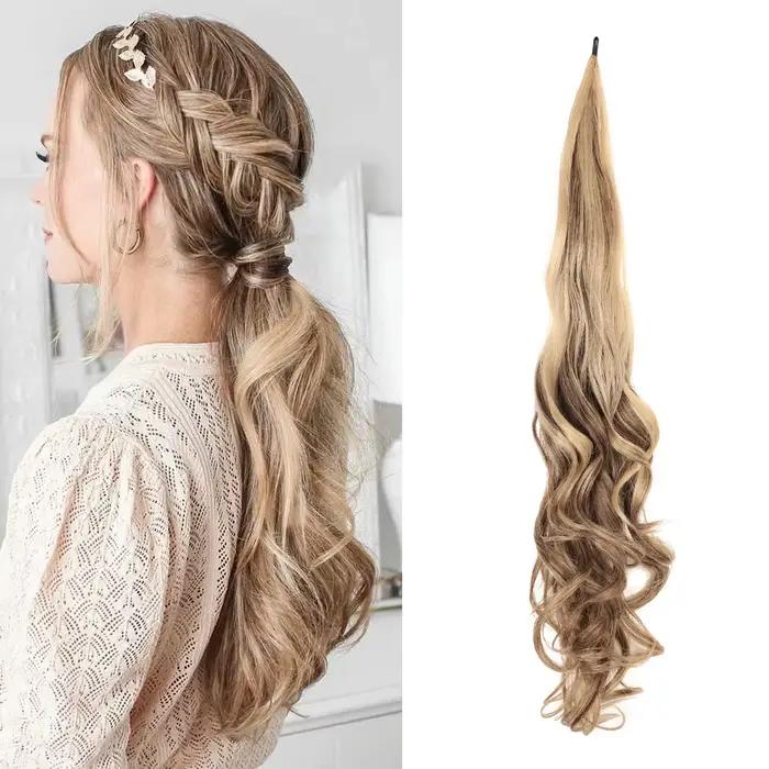 Extensions de queue de cheval synthétique pour femmes, fausse queue de cheval blonde, postiches, 26 
