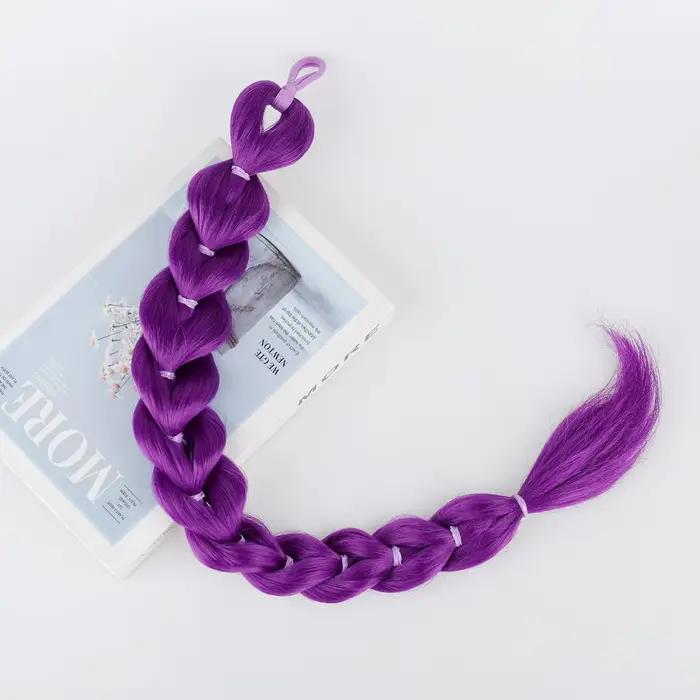 Ru mi Tresses synthétiques, queue de cheval violette, coiffure de déguisement, 24 pouces de long, av