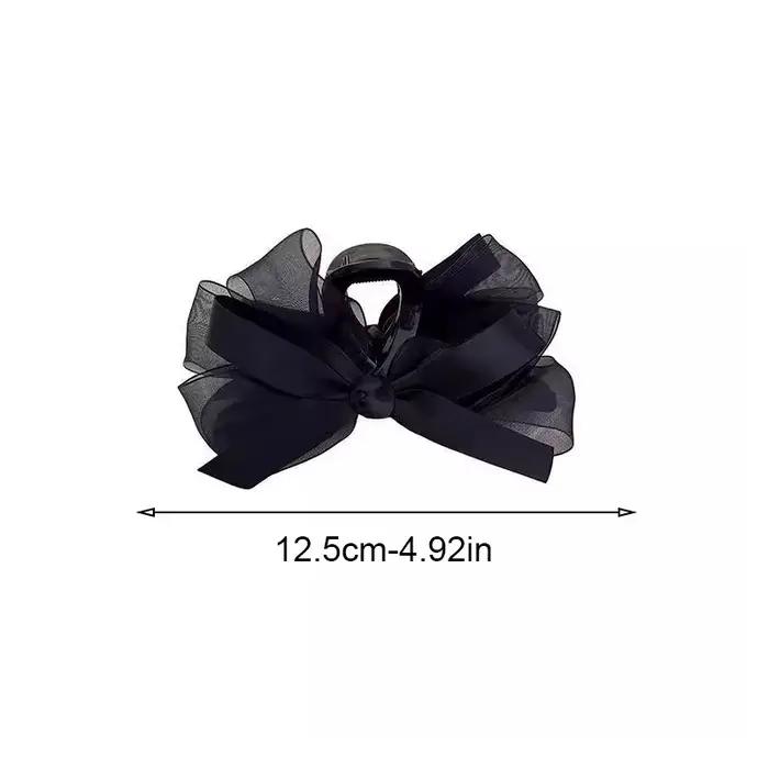 Pince à cheveux avec nœud en maille noire ultra-fantasy, pour l'arrière de la tête, pour cheveux épa