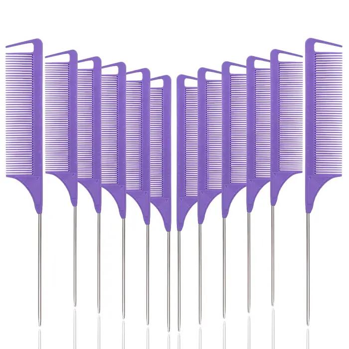 Peigne à queue pointue, 12 pièces, peigne de coiffure, teinture pour cheveux, résistant à la chaleur