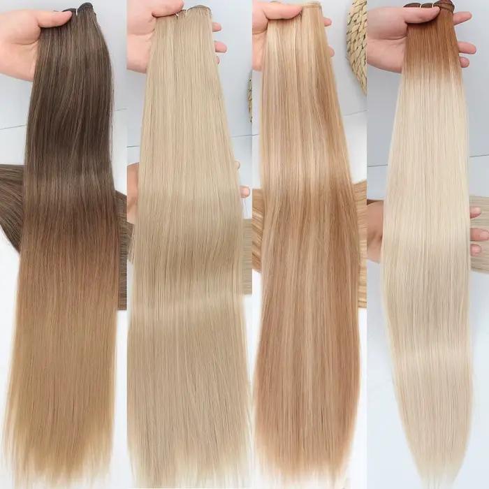 Extensions capillaires synthétiques lisses Bio, faux mèches en Fiber résistante à la chaleur, ombré 