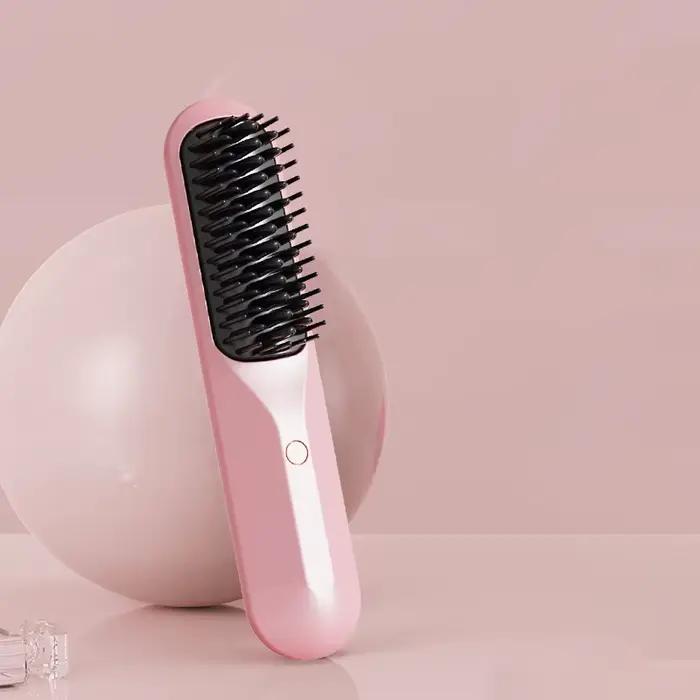 Brosse à cheveux électrique sans fil pour femme, peigne chauffant, sèche-cheveux portable, brosse à 
