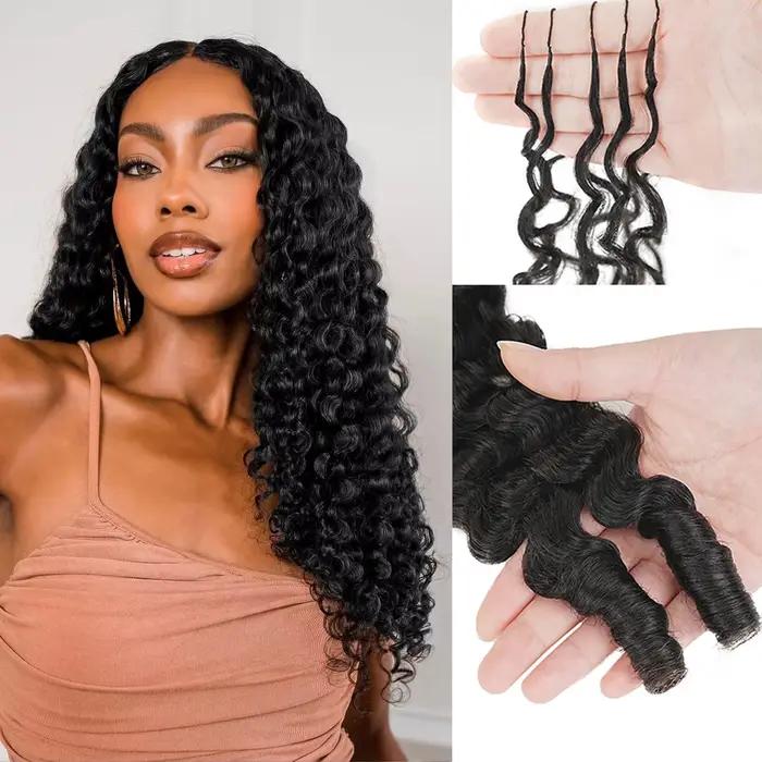 Lot de 5 tresses au crochet bouclées birmanes sans nœuds, pré-séparées, effet plume, légères, réutil