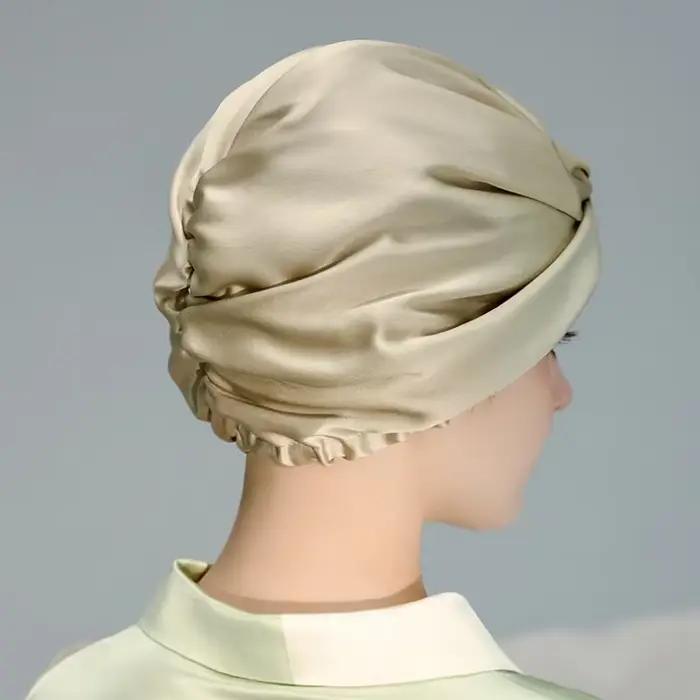 Bonnet de nuit en soie Pure, Bonnet de couchage en soie de mûrier, chapeau de perte de cheveux, Turb