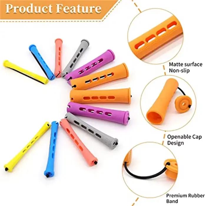Ensemble de tiges de permanente de cheveux avec peigne à queue d'épingle, bigoudis en plastique, tig
