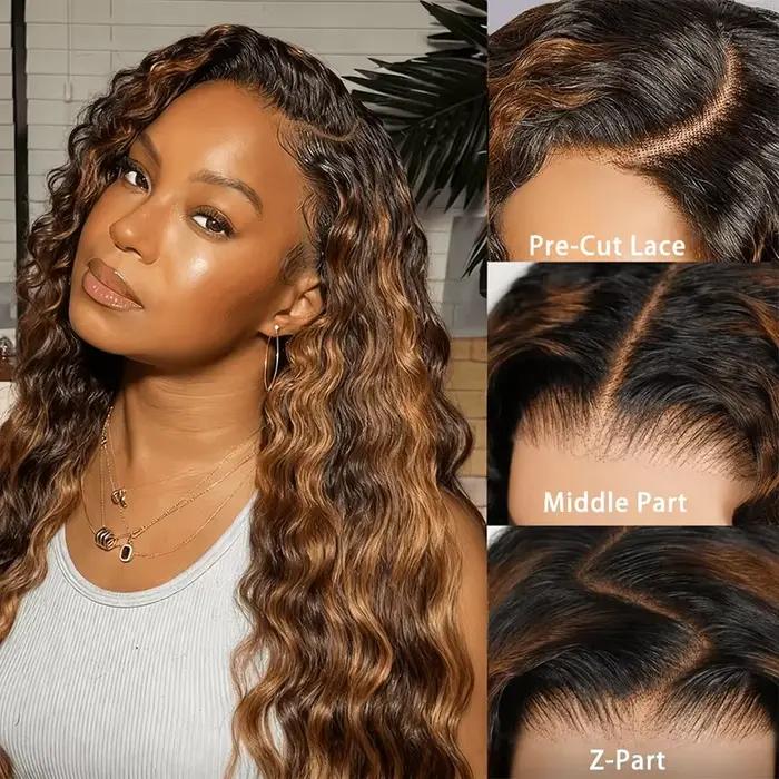 Perruque Lace Front Ombrée avec mèches, 40 pouces, bouclée, 13x6 13x4, Lace Frontal HD, Cheveux Huma
