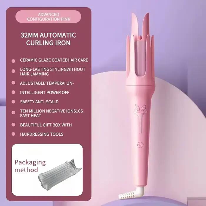 Fer à friser automatique, bigoudi en céramique anionique, chauffage rapide réglable à 4 vitesses, ou