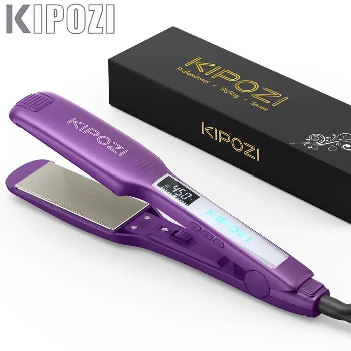 KIPOZI-Fer à lisser professionnel avec écran LCD numérique, fer plat en titane, chauffage instantané