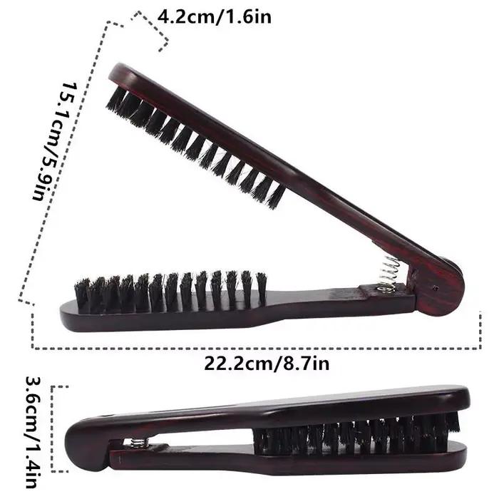 Brosse lissante anti-frisottis en forme de V avec poils de sanglier, brosse démêlante pour cheveux l
