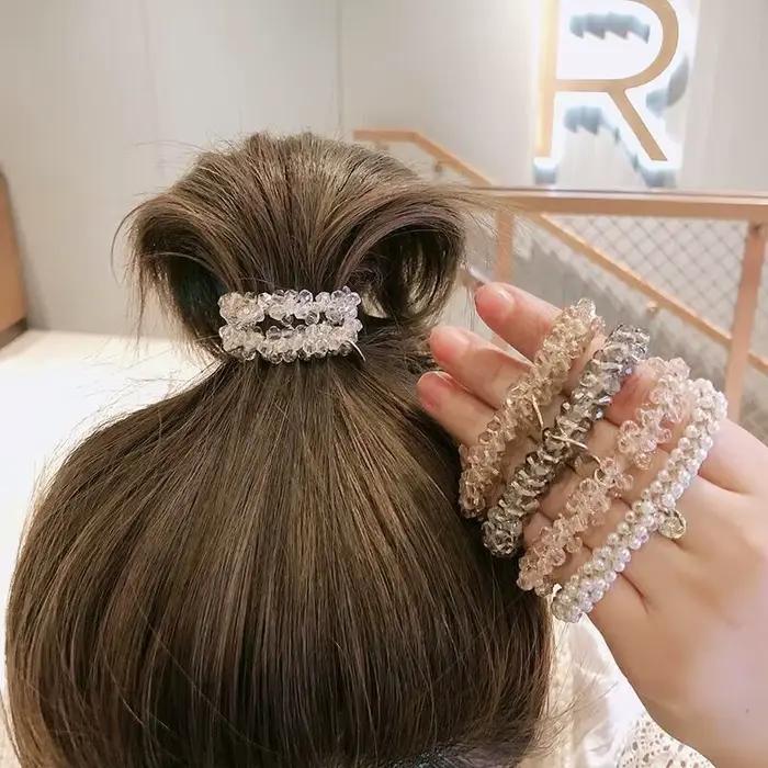 Chouchous élastiques en perles de cristal pour femmes, accessoires pour cheveux, porte-queue de chev
