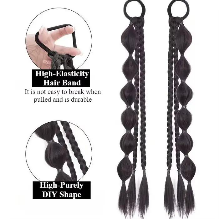 Extension de perruque synthétique queue de cheval tressée à bulles, accessoires pour cheveux pour fe