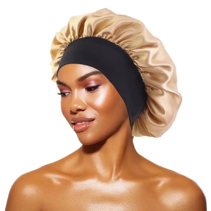 Bonnets solides en Satin pour femmes, chapeau de bain à large bord pour dormir la nuit, unisexe, ban