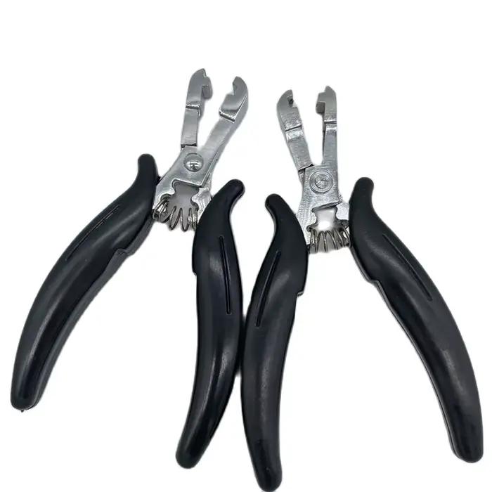 Pince de Type plat avec poignée noire, rainure de 6mm, pour Extensions de cheveux pré-collées, outil
