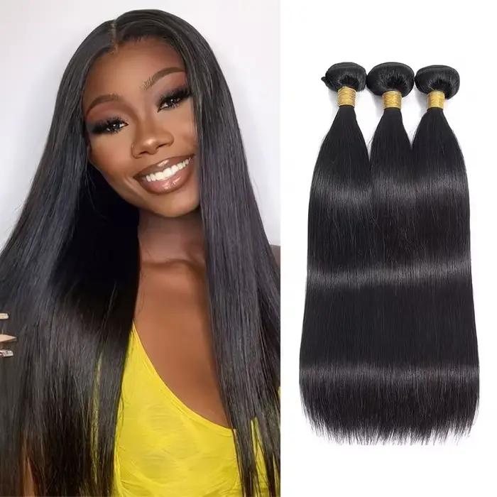 Extensions de cheveux vierges brésiliens naturels noirs non traités, tissage rapide, lisses, grade 1