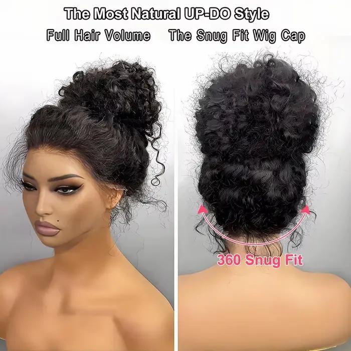 Perruques 360 HD Full Lace Front bouclées en cheveux humains naturels, pré-épilées, Deep Wave, avec 