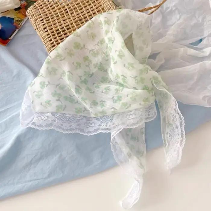 Nouveau Style français Triangle écharpe petites fleurs tissu Turban Bandana cheveux accessoires dent