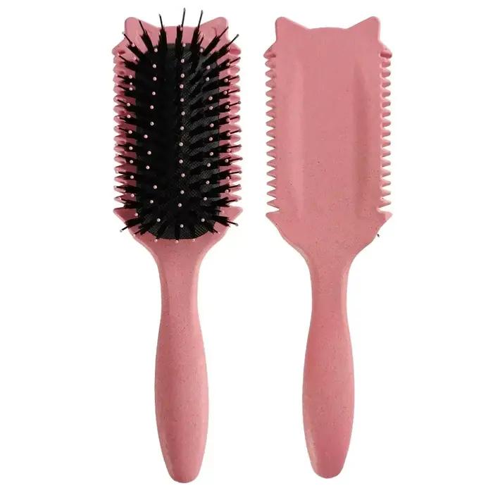 Brosse de définition de boucles en poils de sanglier, outil de coiffure démêlant et façonnant pour c