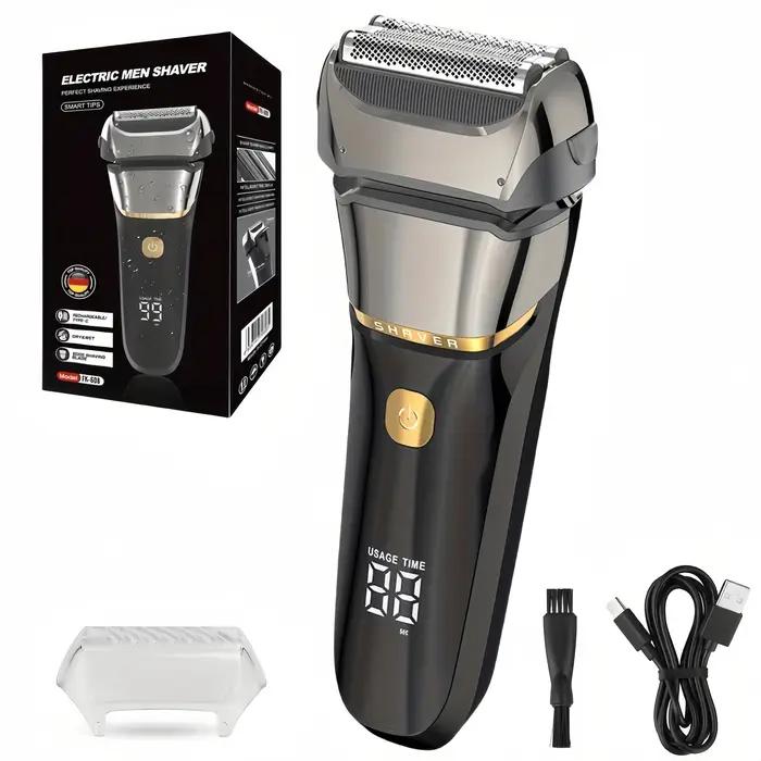    Rasoir électrique pour hommes, rasoir sans fil, Rechargeable, étanche, avec affichage LED, pour 