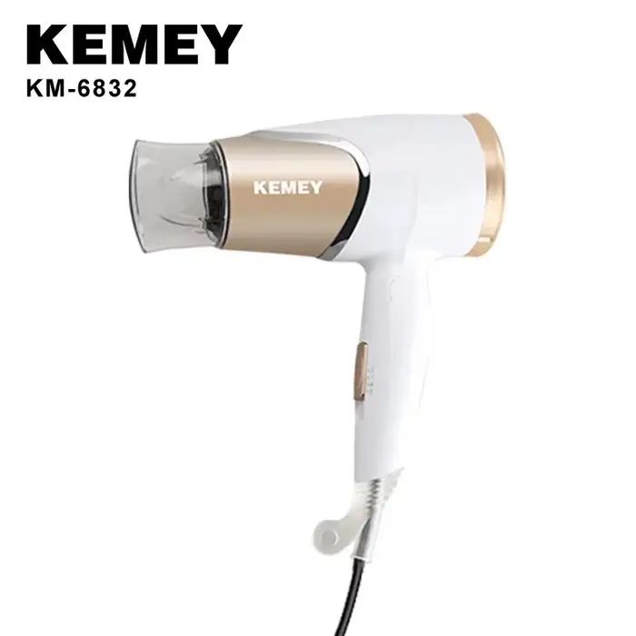 Kemei Sèche-cheveux de voyage compact avec poignée pliante Mini sèche-cheveux portable puissant avec