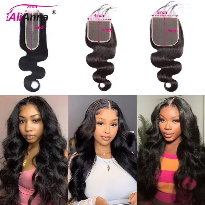 Tissage Cheveux Humains 24 26 28 Pouces Bouclé Mèches Avec Closures 4x4 2x6 5x5 Lace Closure Human H