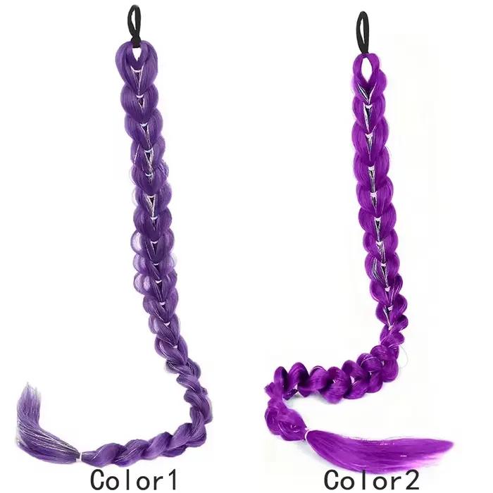 Perruque tressée violette synthétique extra longue de 32 po |   Métallique chatoyant |   Postiche de