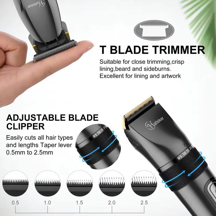 Hatteker-Tondeuse à cheveux pour hommes, ensemble de 2 machines, rasoir électrique aste pour hommes,
