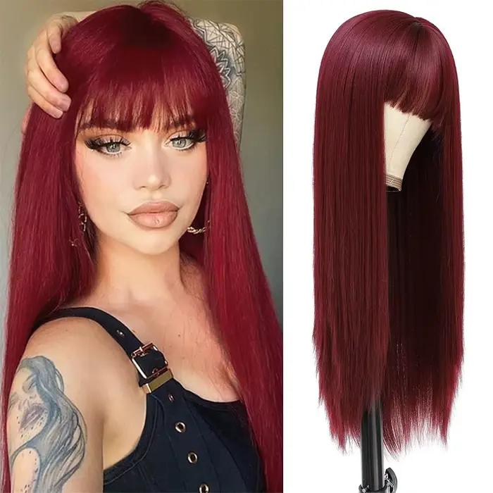 Perruque synthétique 26 pouces la plus vendue pour cheveux longs et raides, idéale pour le cosplay d