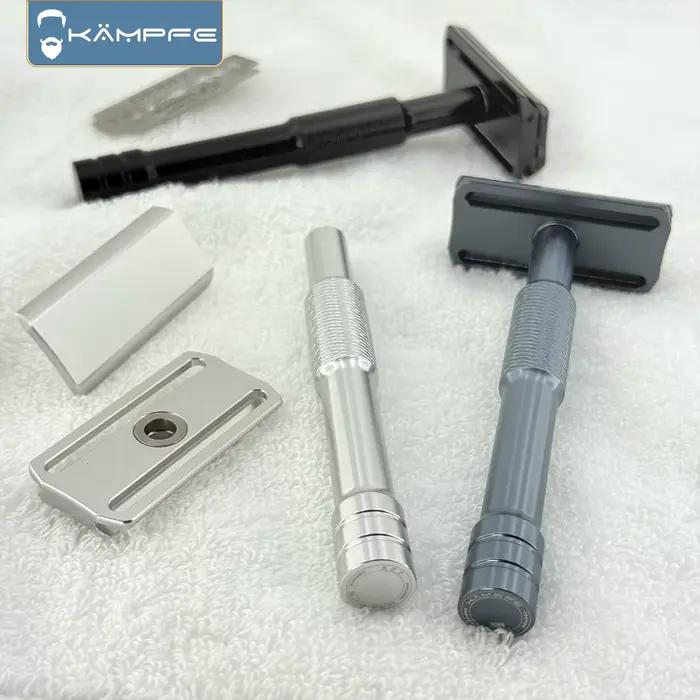 Rasoir de sécurité manuel Kampfe CNC avec 5 lames de rechange, outils de salon de coiffure, cadeaux 