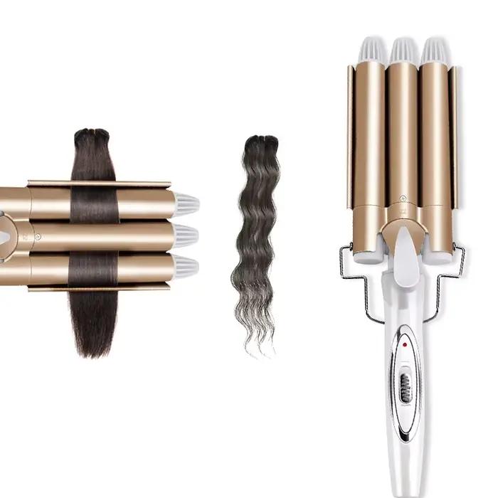 Outils professionnels pour cheveux fer à friser en céramique Triple baril coiffeur cheveux Waver out