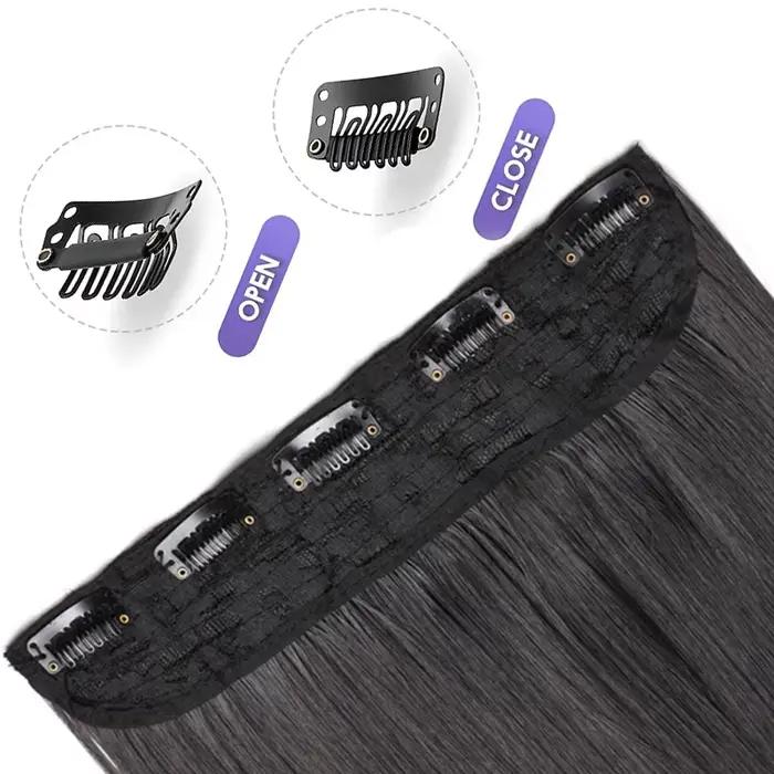 Extension capillaire synthétique épaisse à 5 Clips, postiche longue et lisse, 16 pouces, 20 pouces, 