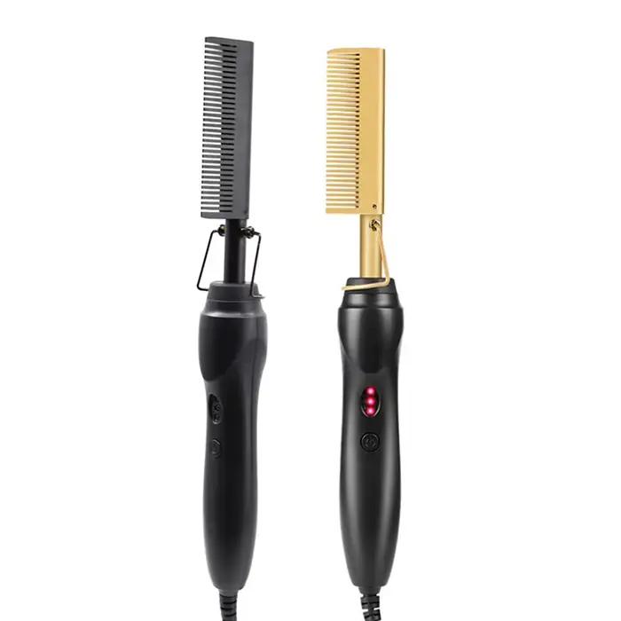 Brosse à lisser les cheveux Portable 2 en 1, peigne chaud, outil électrique pour lisser les cheveux,