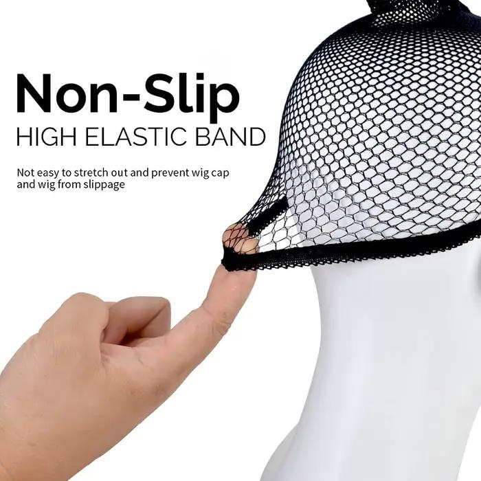 Bonnet de perruque en maille extensible, filet à cheveux noir élastique, filet de perruque en résill