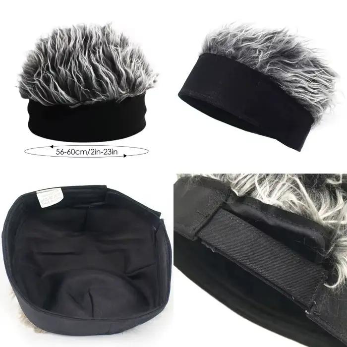Perruque synthétique courte pour hommes, bonnet tête de mort Hip Hop, chapeau toupet, faux cheveux à