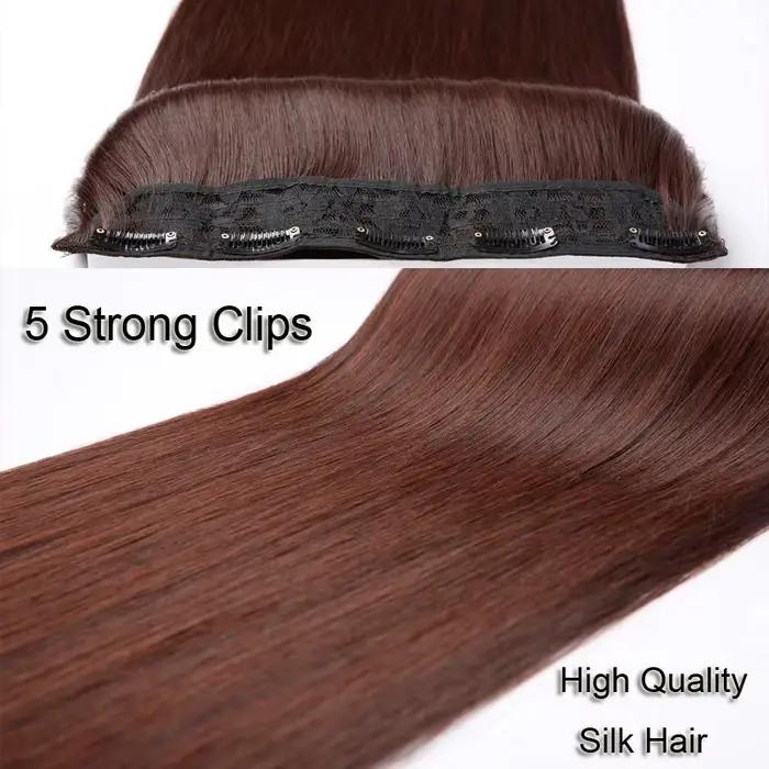 Extension capillaire synthétique épaisse à 5 Clips, postiche longue et lisse, 16 pouces, 20 pouces, 