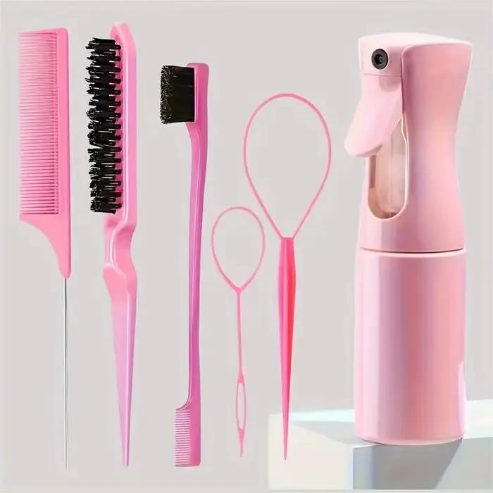 6 pièces/ensemble ensemble de brosses à cheveux coiffure vaporisateur bouteille cheveux tressage bou