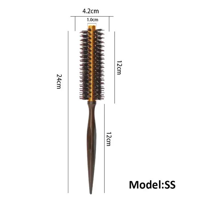 Brosse ronde en poils de sanglier naturels, manche en bois, brosse roulante pour le séchage des chev