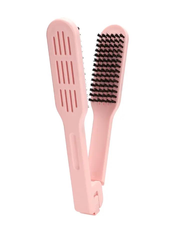Brosse chaude et lisseur de cheveux 2 en 1, peigne en bois naturel pour le contrôle des frisottis, o