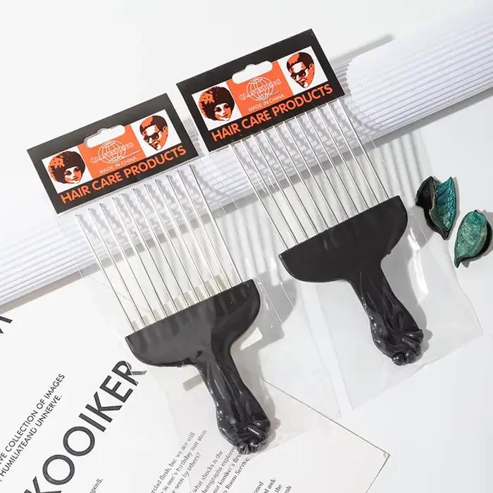 Peigne Afro afro-américain en métal noir pour Salon d'outils de coiffure