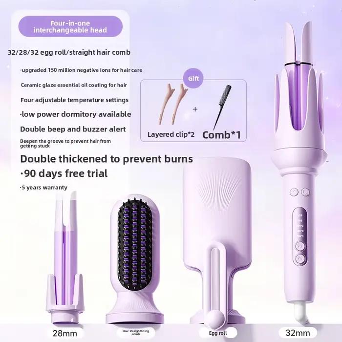 Fer à boucler automatique longue durée, lisse les cheveux, peigne les mèches en spirale, 3-en-1 pour