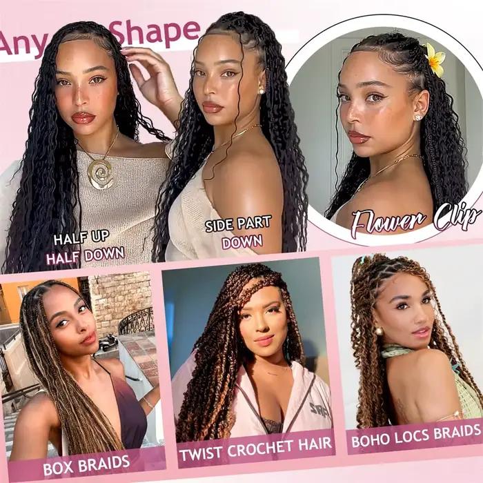100g Cheveux humains pour tresses bohèmes, Ondes profondes, Cheveux à tresser en vrac, Bouclés profo