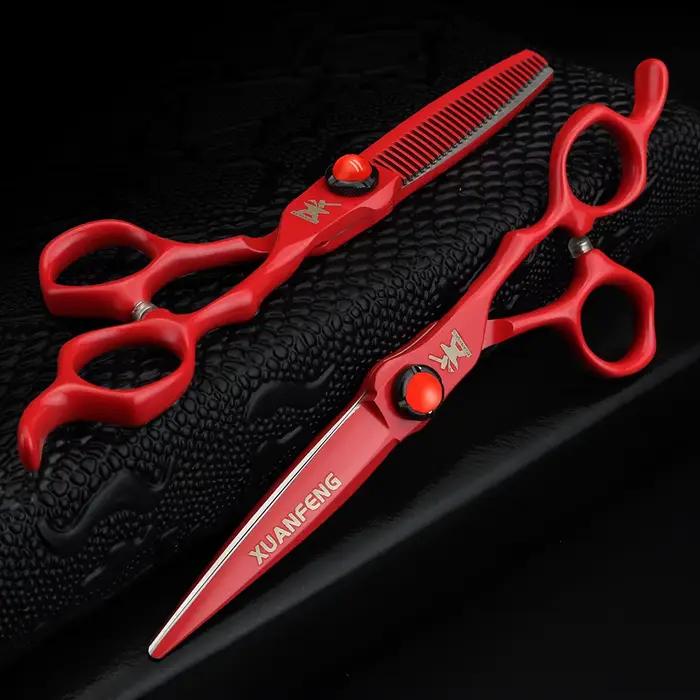 XUANFENG – ciseaux à cheveux rubis de 6 pouces, ciseaux de coupe et ciseaux amincissants entièrement