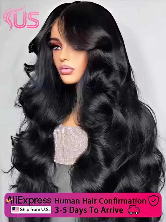 Perruque Lace Frontale 13x6 en Cheveux Humains Ondulés, Perruque Frontale HD Transparente 13x4, Dens